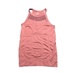 Athleta Tank Top Women's Medium Diamond Mesh Blush Pink Seamless Stretchy Sporty